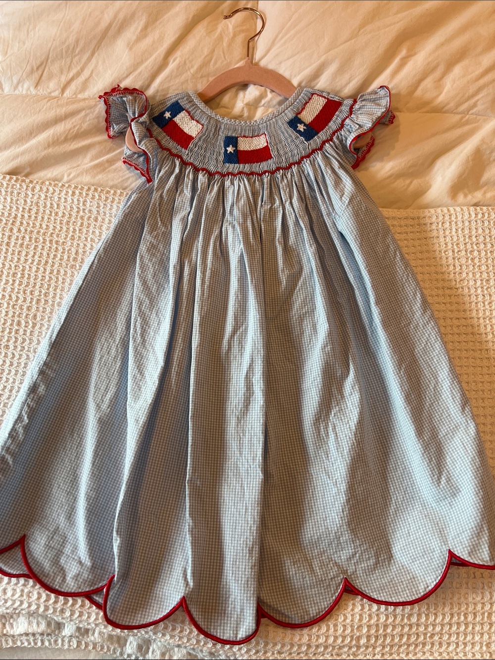 Texas flag smocked gingham dress